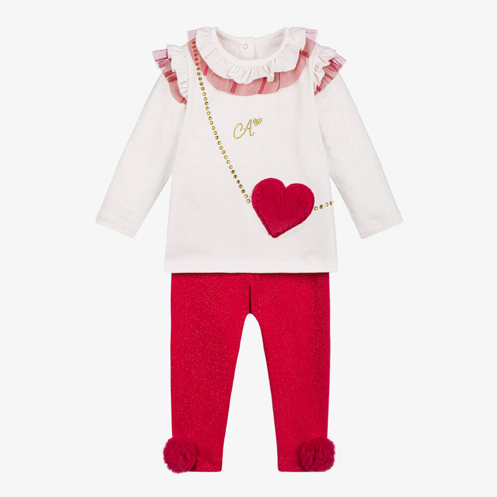 A Dee-Girls Shimmering Red Leggings Set | Childrensalon Outlet