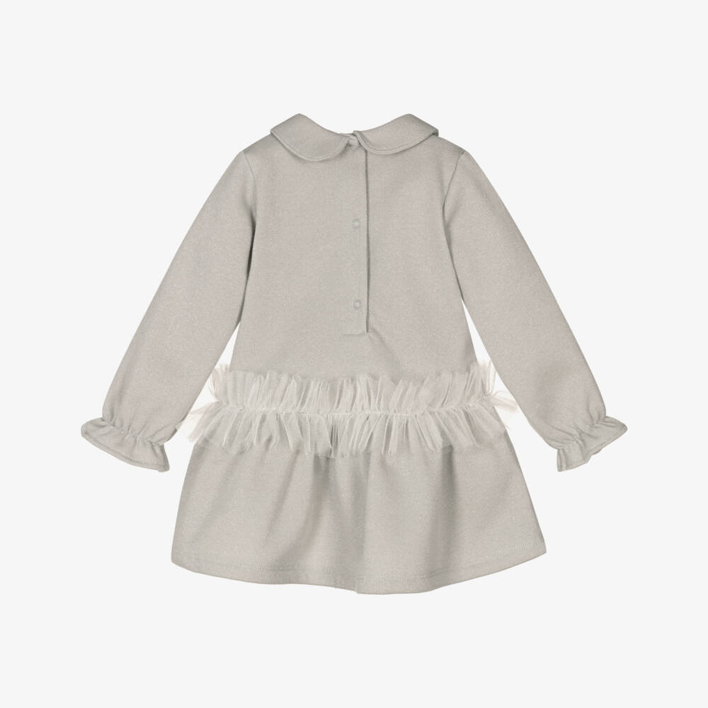 A Dee-Girls Silver Cotton Dress | Childrensalon Outlet