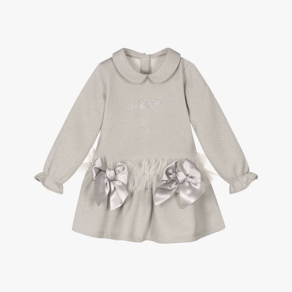 A Dee-Серебристое хлопковое платье | Childrensalon Outlet