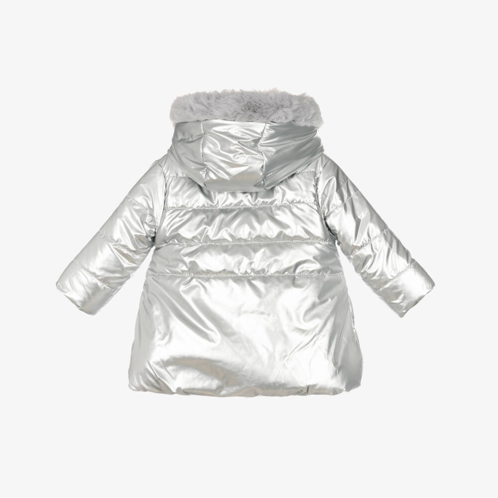 A Dee-Girls Silver Puffer Coat | Childrensalon Outlet