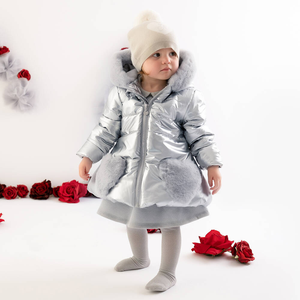 Girls silver coat clearance