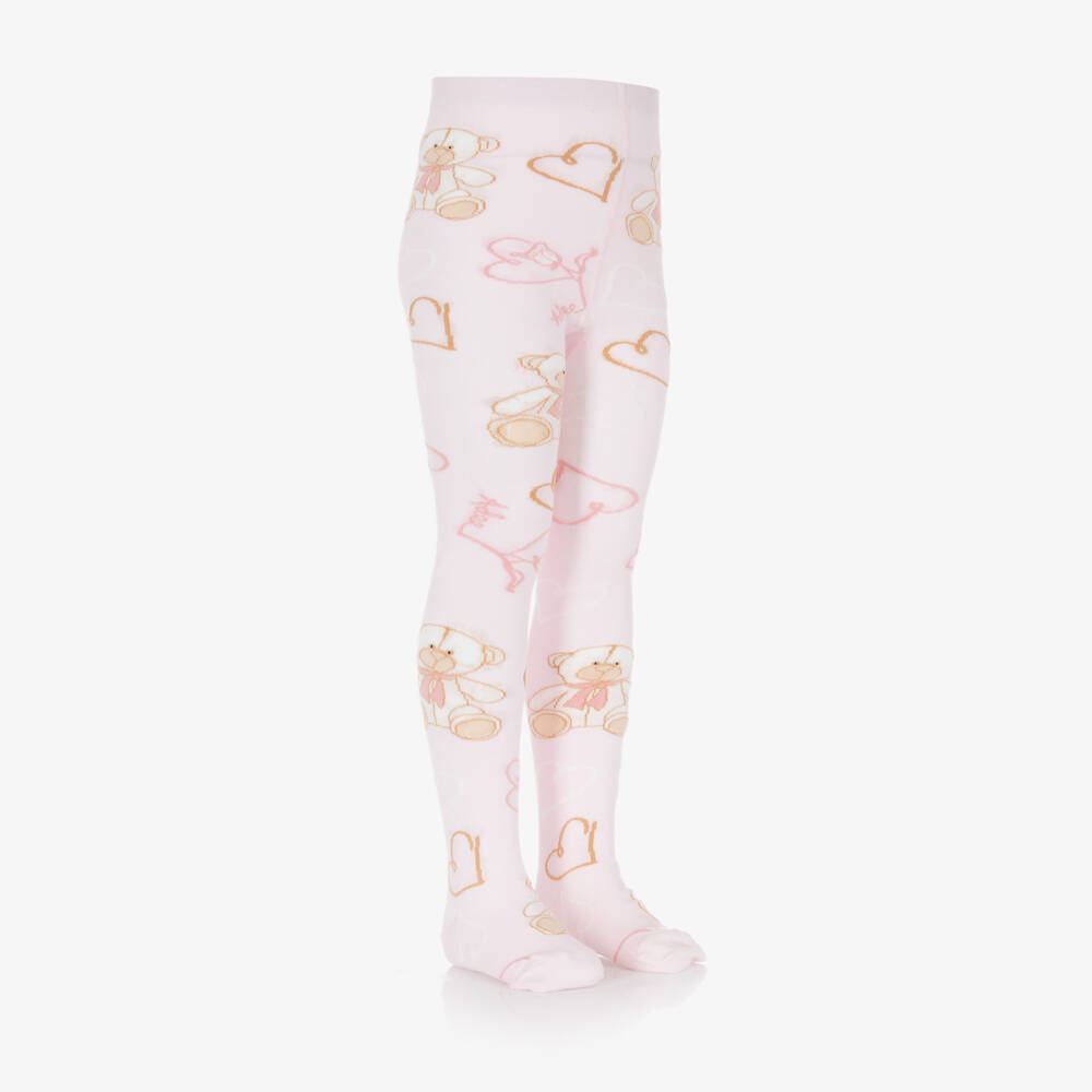 A Dee-Girls Soft Pink Patterned Tights | Childrensalon Outlet