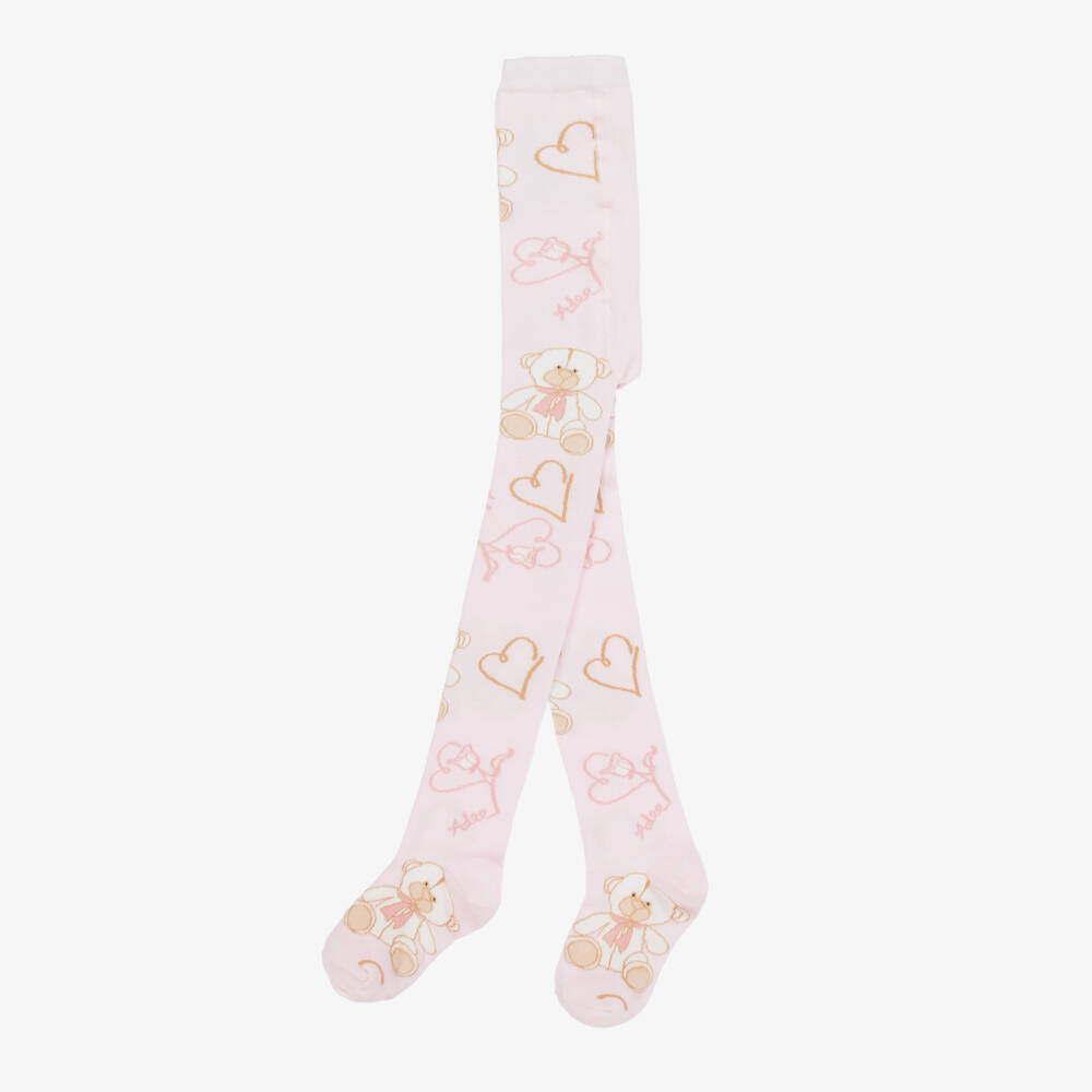 A Dee-Girls Soft Pink Patterned Tights | Childrensalon Outlet