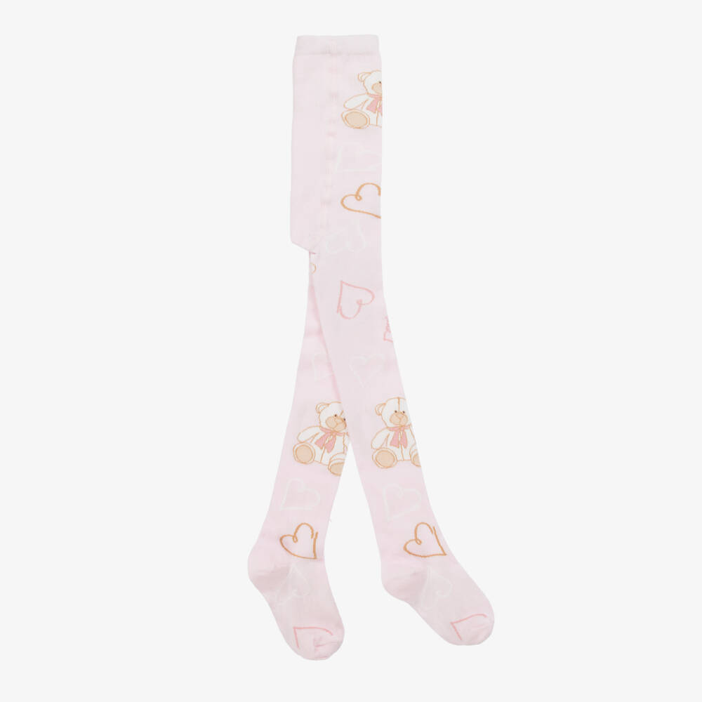 A Dee-Girls Soft Pink Patterned Tights | Childrensalon Outlet