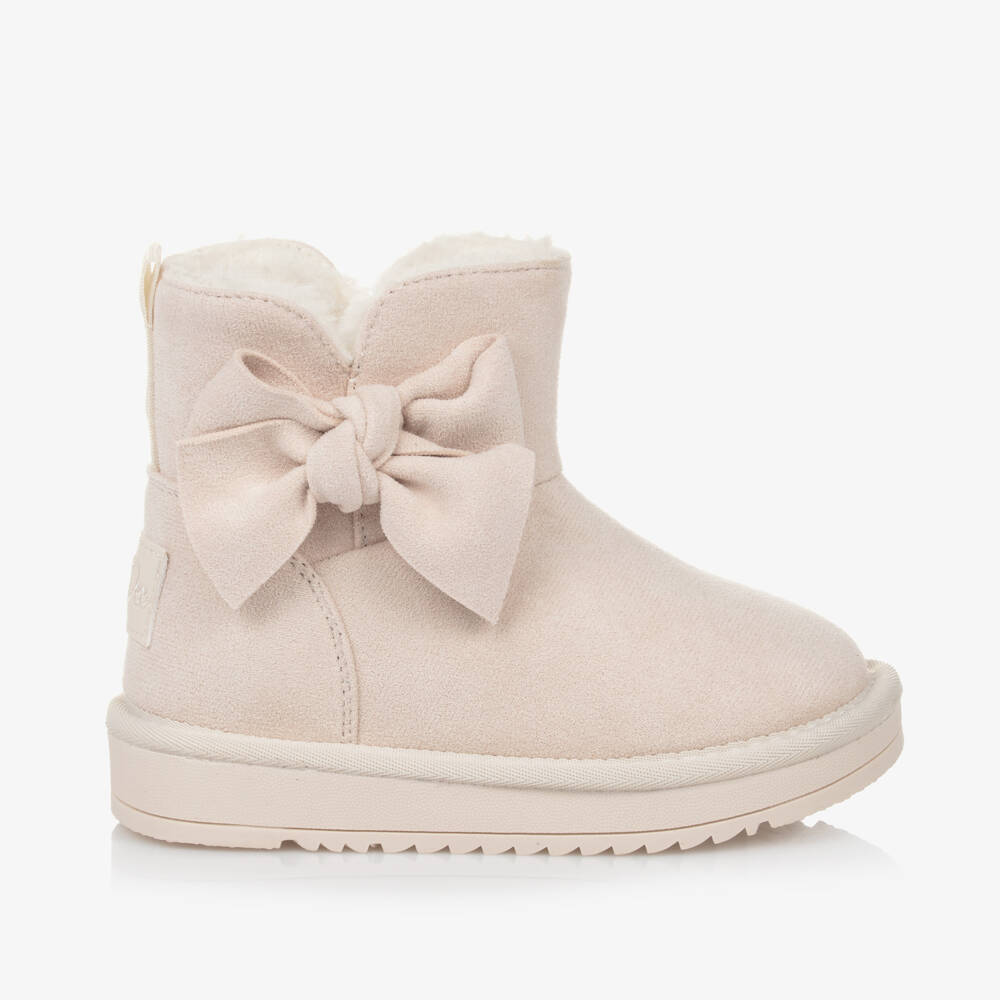 A Dee-Girls Soft Taupe Bow-Trim Boots | Childrensalon Outlet