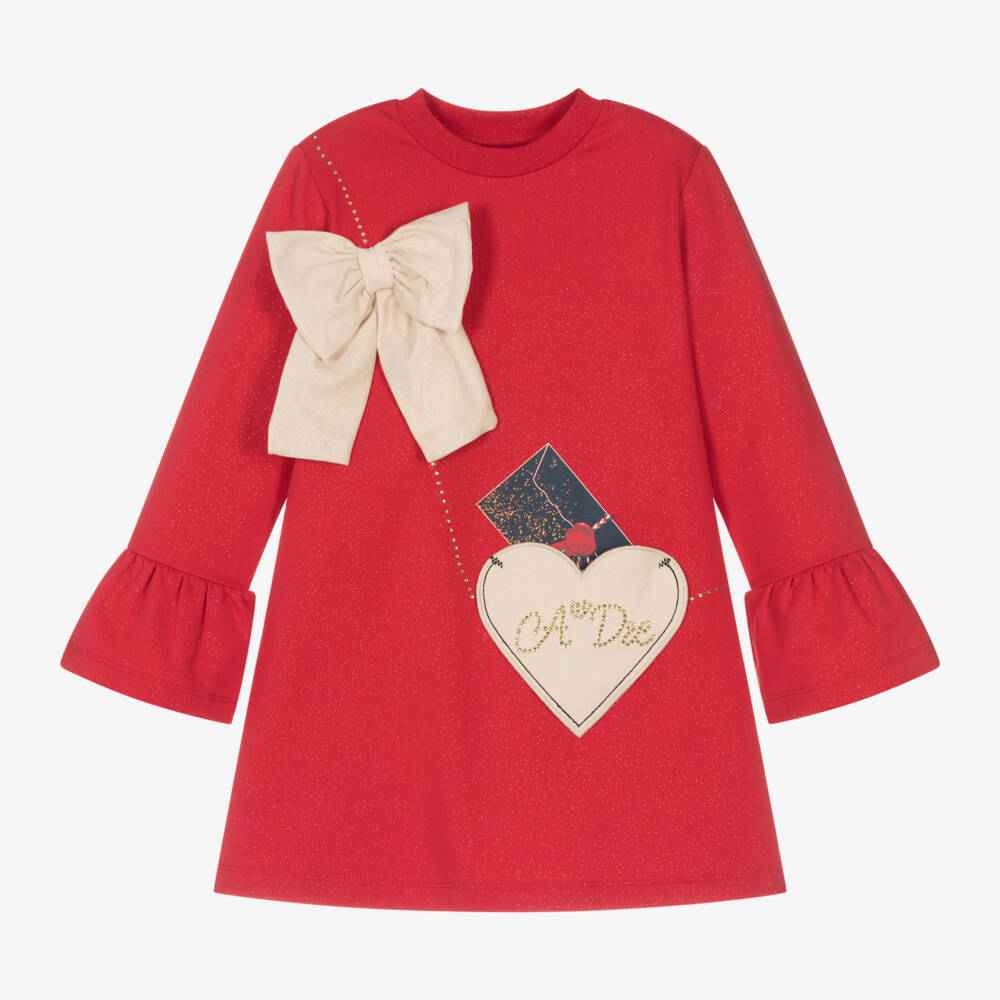 A Dee-Girls Sparkling Red Cotton Dress | Childrensalon Outlet