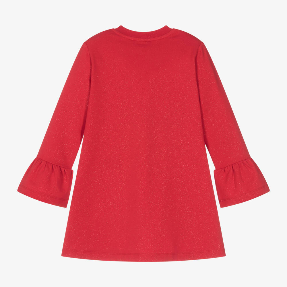 A Dee-فستان قطن لون أحمر براق | Childrensalon Outlet