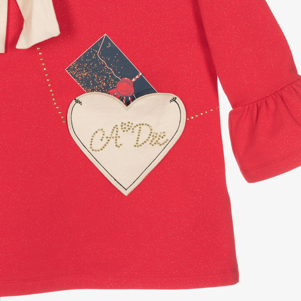 A Dee-فستان قطن لون أحمر براق | Childrensalon Outlet