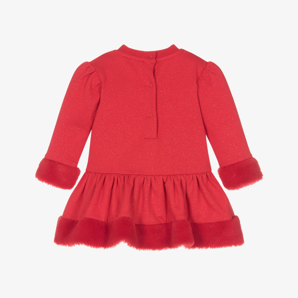 A Dee-فستان قطن لون أحمر براق | Childrensalon Outlet
