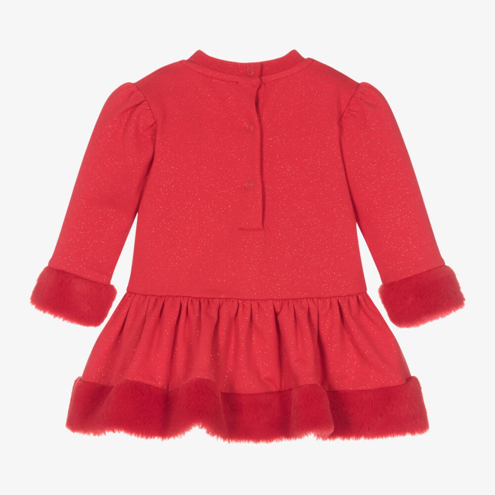 A Dee-فستان قطن لون أحمر براق | Childrensalon Outlet