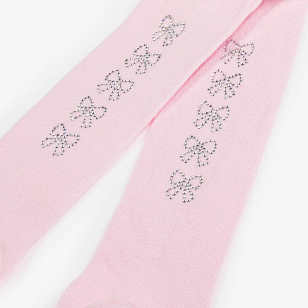 A Dee-Блестящие розовые колготки с бантом для девочек | Childrensalon Outlet