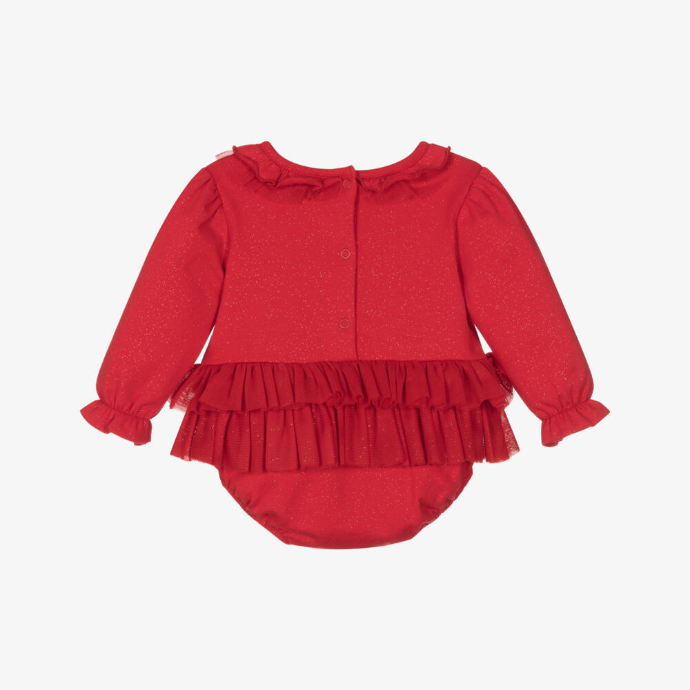 A Dee-Girls Sparkly Red Cotton Bodysuit | Childrensalon Outlet