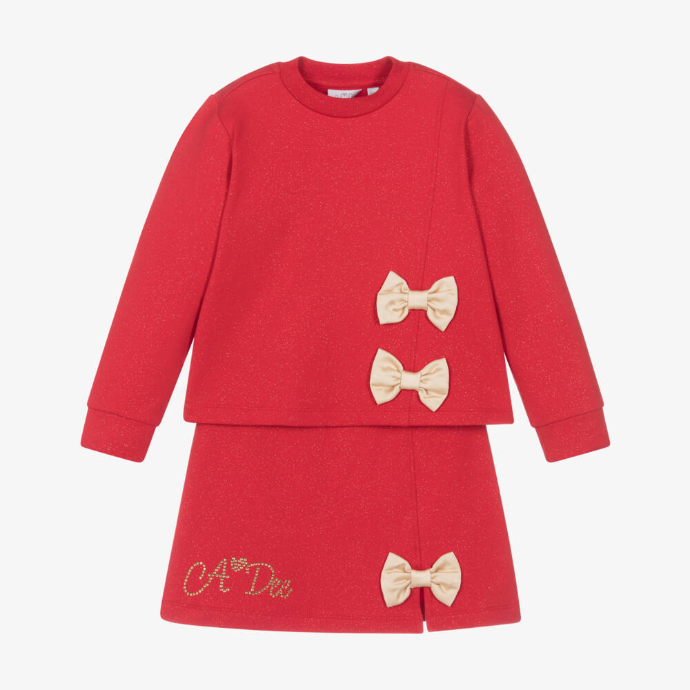 A Dee-Girls Sparkly Red Skirt Ensemble | Childrensalon Outlet