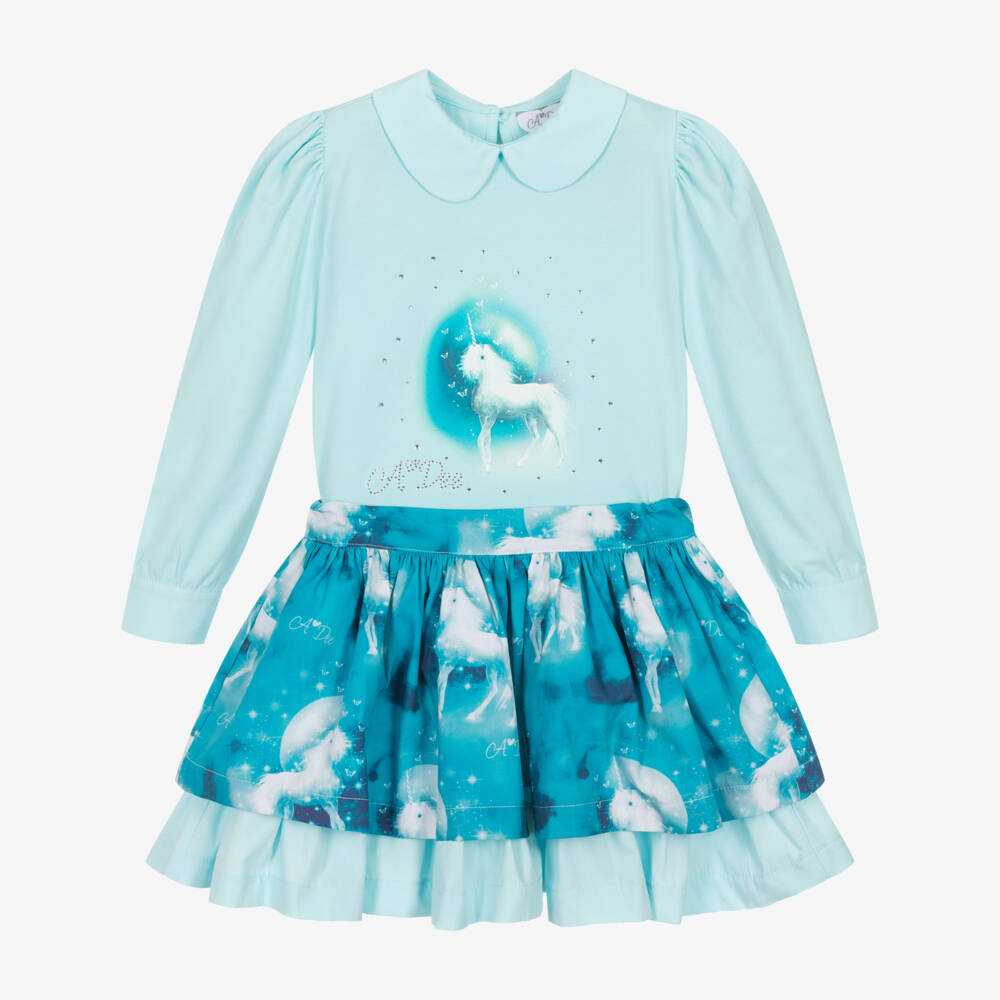 A Dee-Бирюзовый топ и юбка с единорогами | Childrensalon Outlet