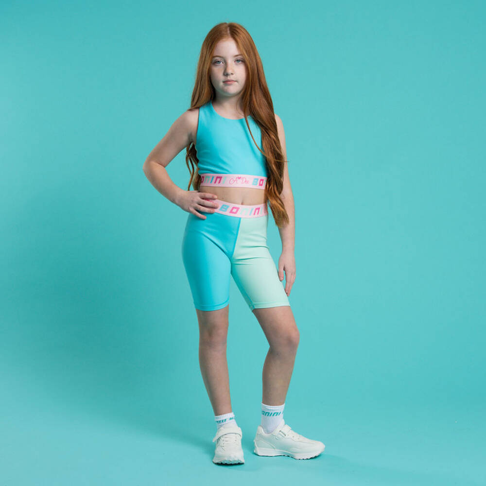 A Dee-Girls turquoise branded cycle shorts | Childrensalon Outlet
