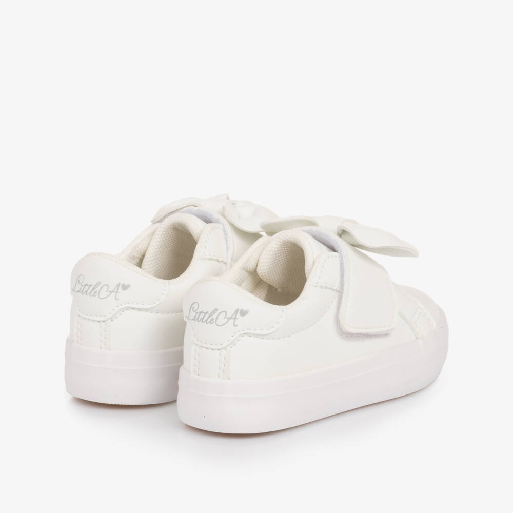 A Dee-Girls Velcro Bow White Sneakers | Childrensalon Outlet