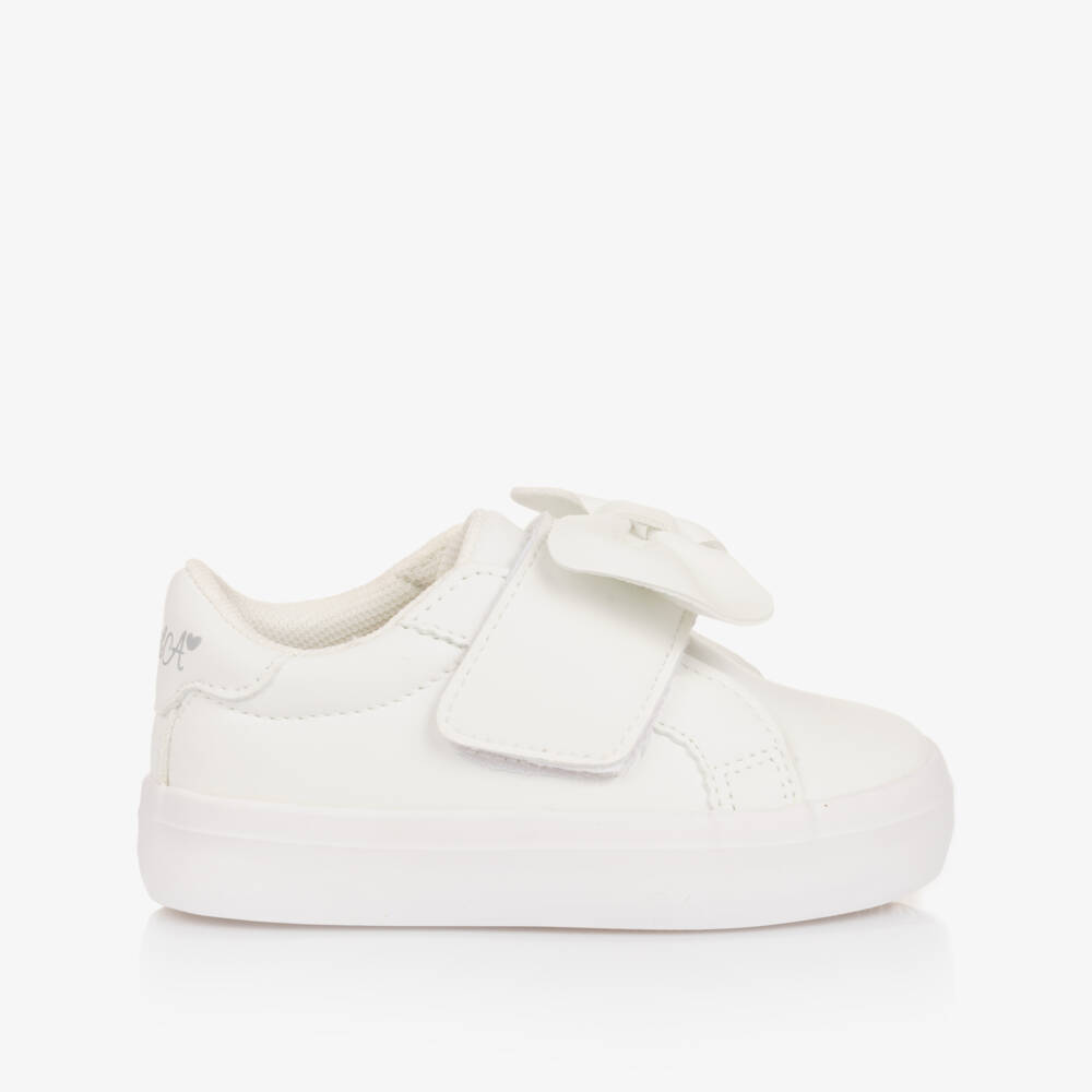 A Dee-Girls Velcro Bow White Sneakers | Childrensalon Outlet