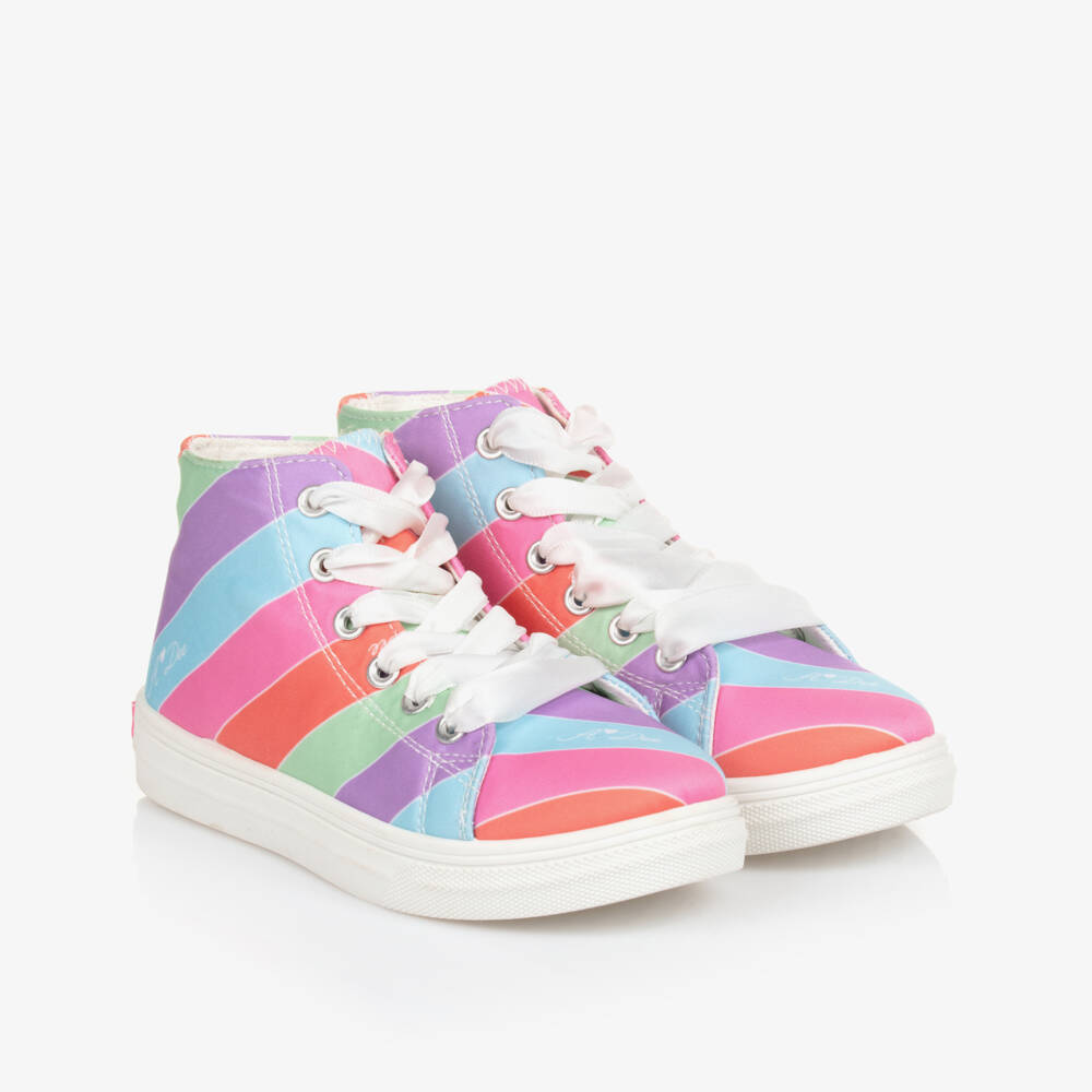 A Dee-Girls Vibrant Stripe High-Top Sneakers | Childrensalon Outlet