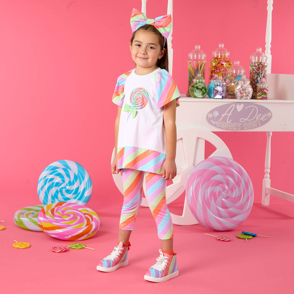 A Dee-Girls Vibrant Stripe High-Top Sneakers | Childrensalon Outlet