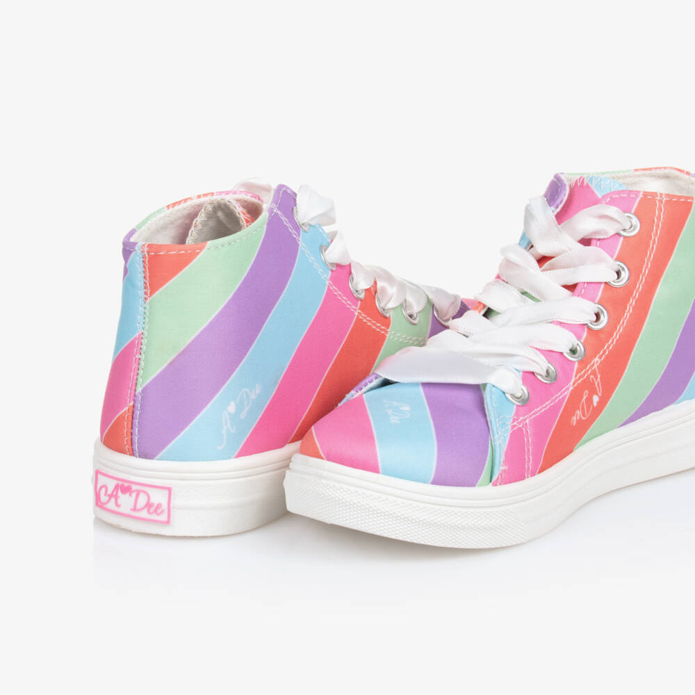 A Dee-Girls Vibrant Stripe High-Top Sneakers | Childrensalon Outlet
