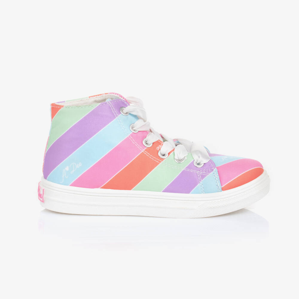 A Dee-Girls Vibrant Stripe High-Top Sneakers | Childrensalon Outlet