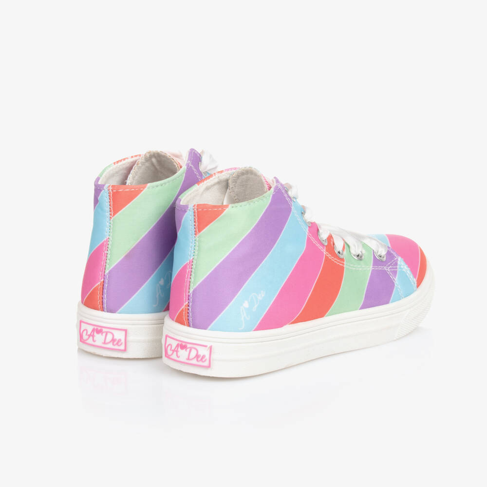A Dee-Girls Vibrant Stripe High-Top Sneakers | Childrensalon Outlet