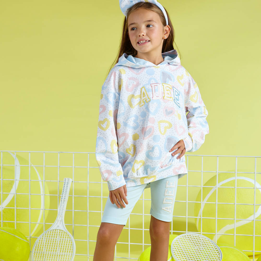 A Dee-Белая худи и голубые шорты из хлопка | Childrensalon Outlet