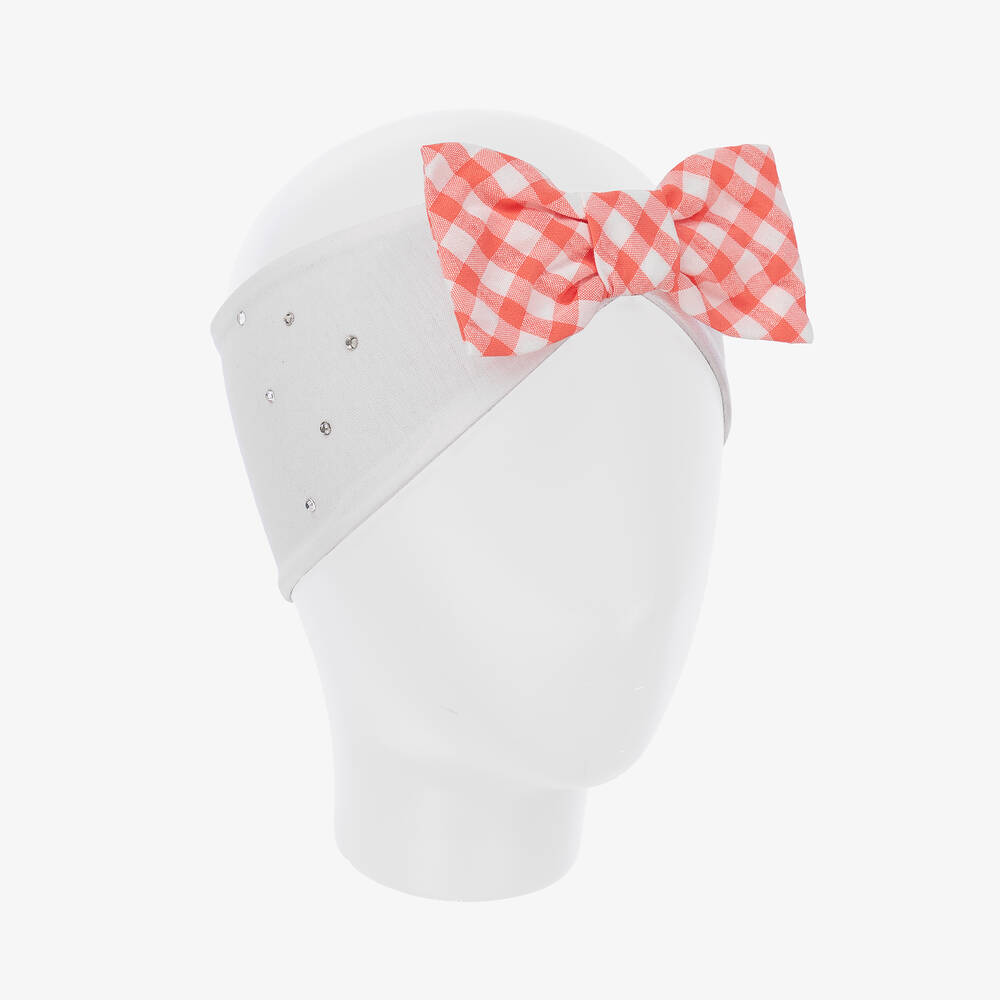 A Dee-Бело-розовая повязка на голову с бантом | Childrensalon Outlet