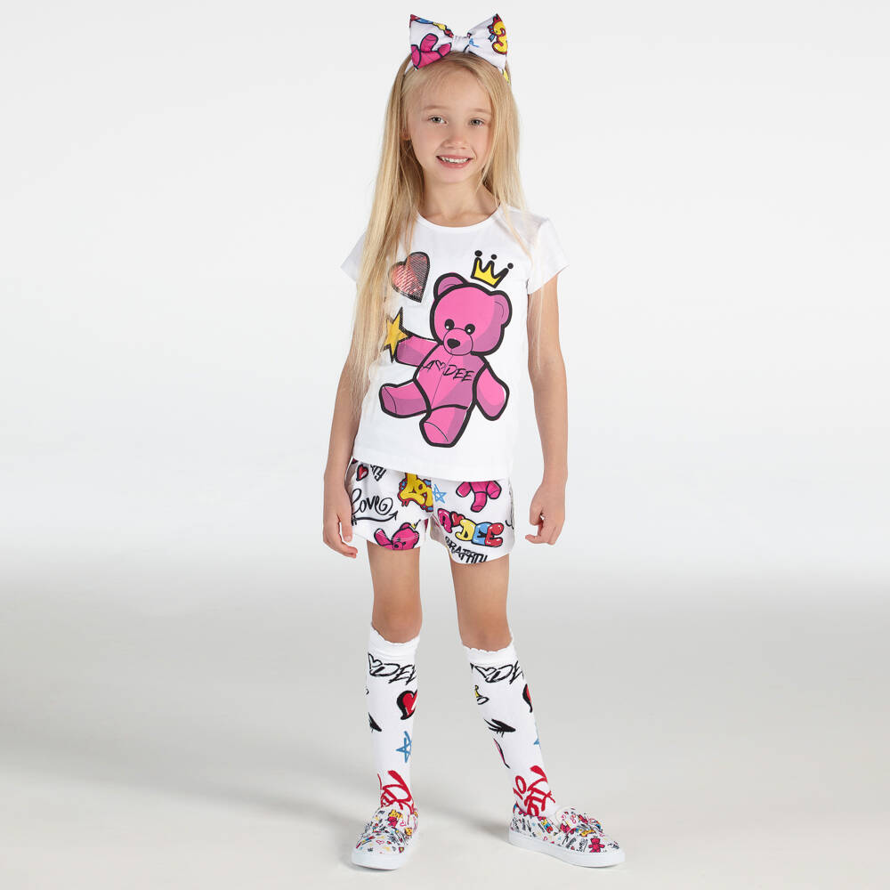 A Dee-Белая хлопковая футболка для девочек | Childrensalon Outlet