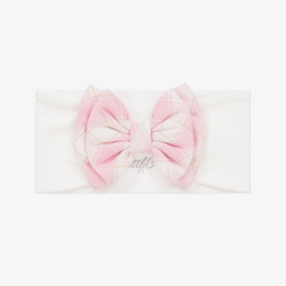 A Dee - Girls White Cotton Bow Headband | Childrensalon