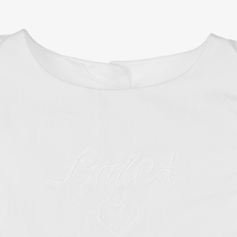 A Dee-Girls White Cotton Dress | Childrensalon Outlet