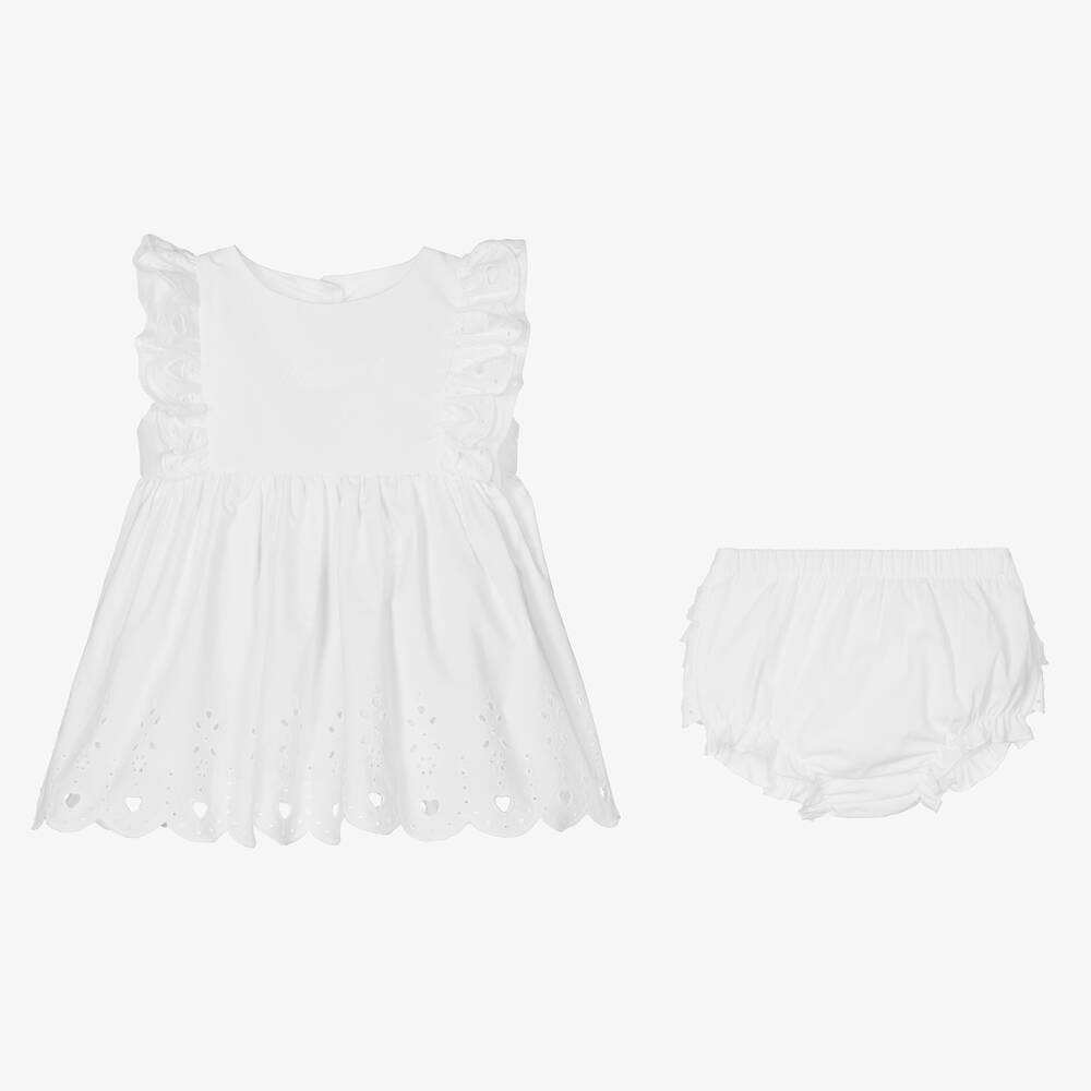 A Dee-Girls White Cotton Dress | Childrensalon Outlet