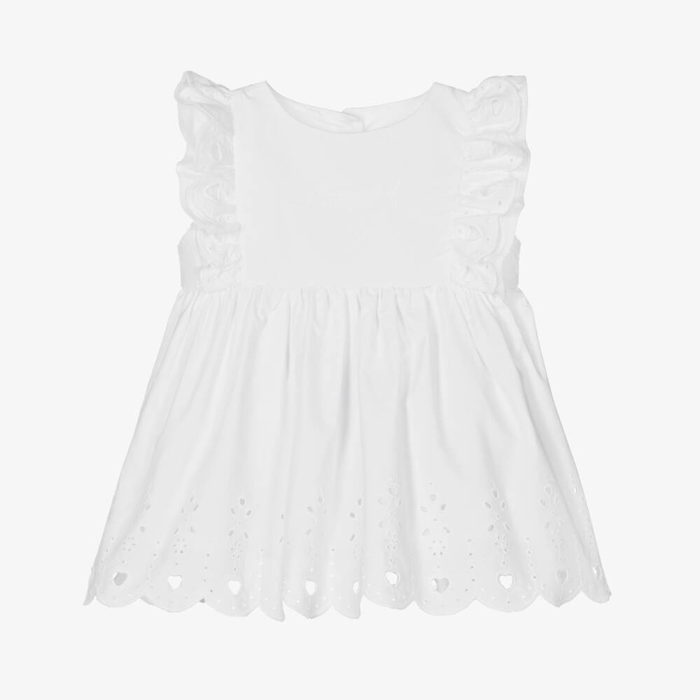 A Dee-Girls White Cotton Dress | Childrensalon Outlet