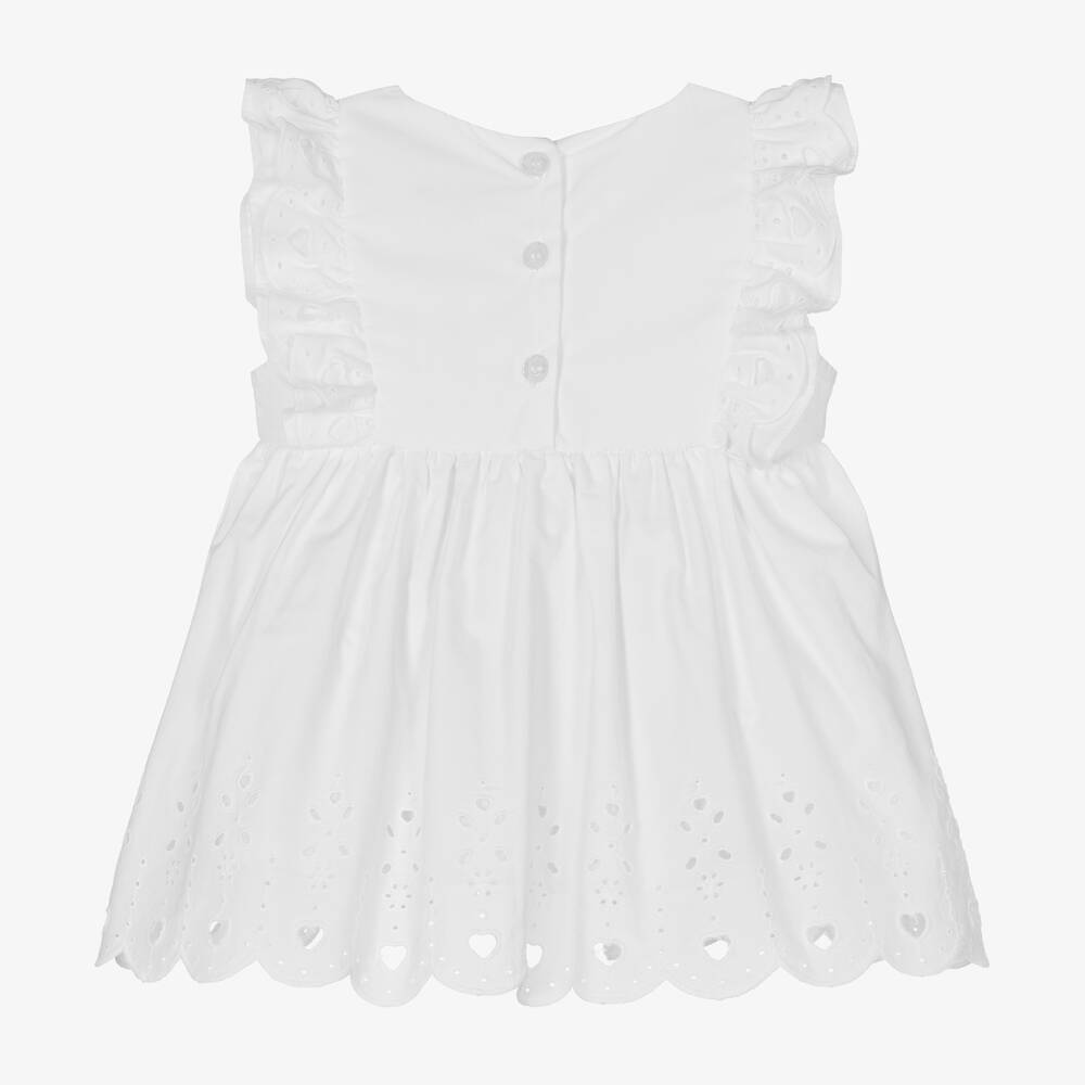 A Dee-Girls White Cotton Dress | Childrensalon Outlet