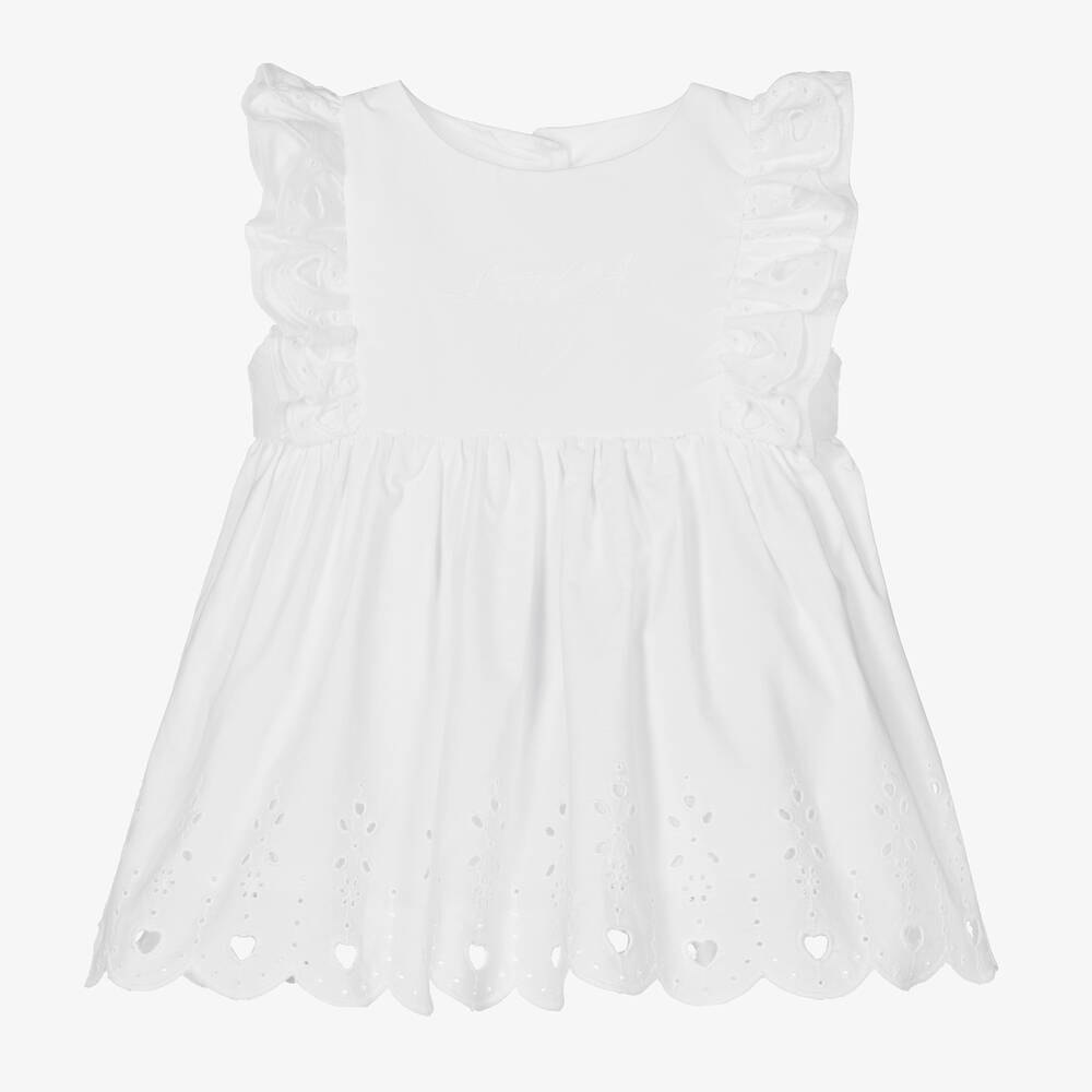 A Dee-Girls White Cotton Dress | Childrensalon Outlet