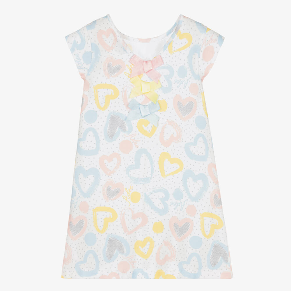 A Dee-Белое хлопковое платье с сердечками | Childrensalon Outlet