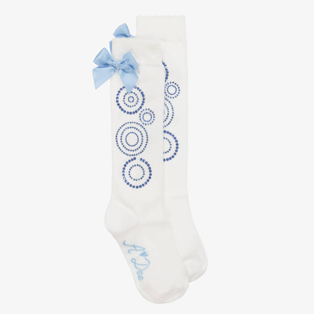 A Dee-Girls White Cotton Knee-High Socks | Childrensalon Outlet