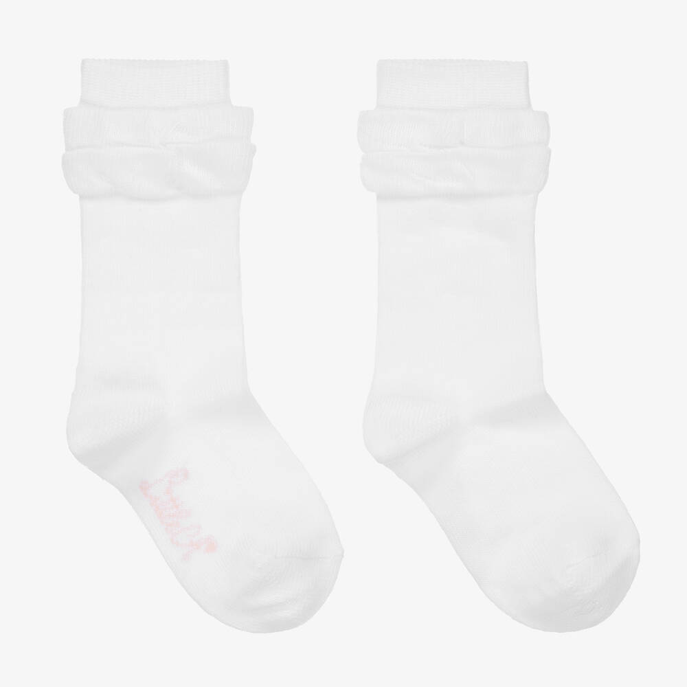 A Dee - Girls White Cotton Ruffle Socks | Childrensalon