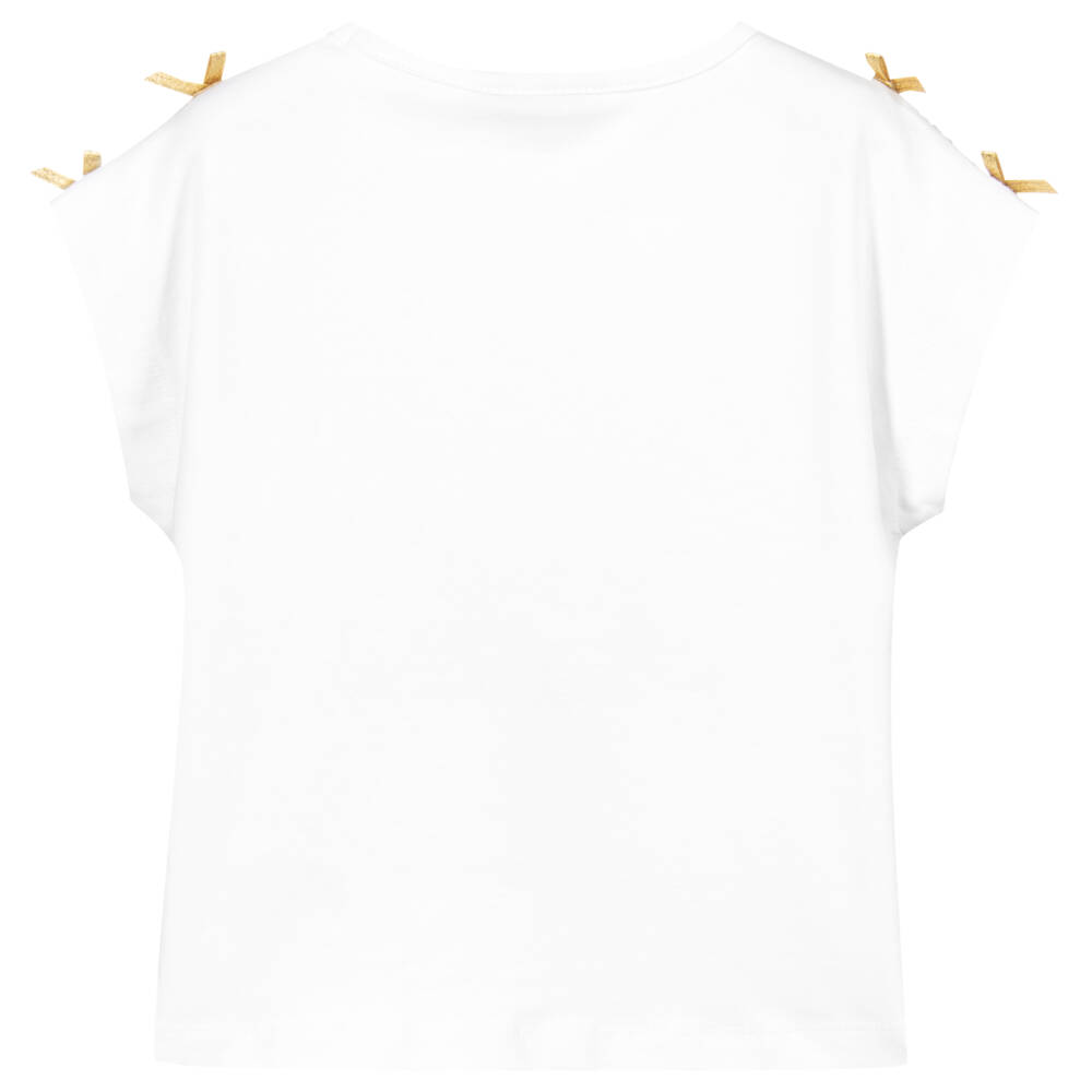 A Dee-Girls White Cotton Star Logo T-Shirt | Childrensalon Outlet