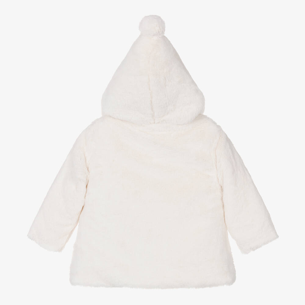 A Dee-Girls White Faux Fur Hooded Coat | Childrensalon Outlet