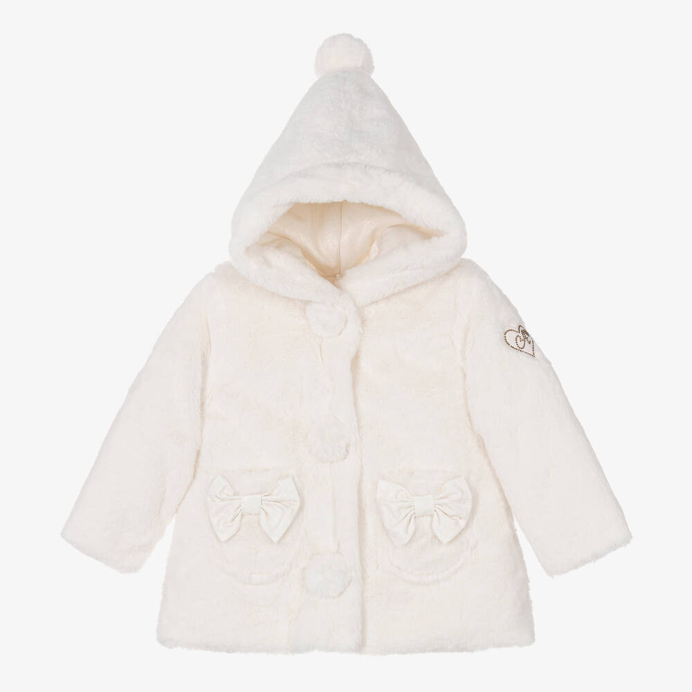 A Dee - Manteau blanc en fausse fourrure | Childrensalon