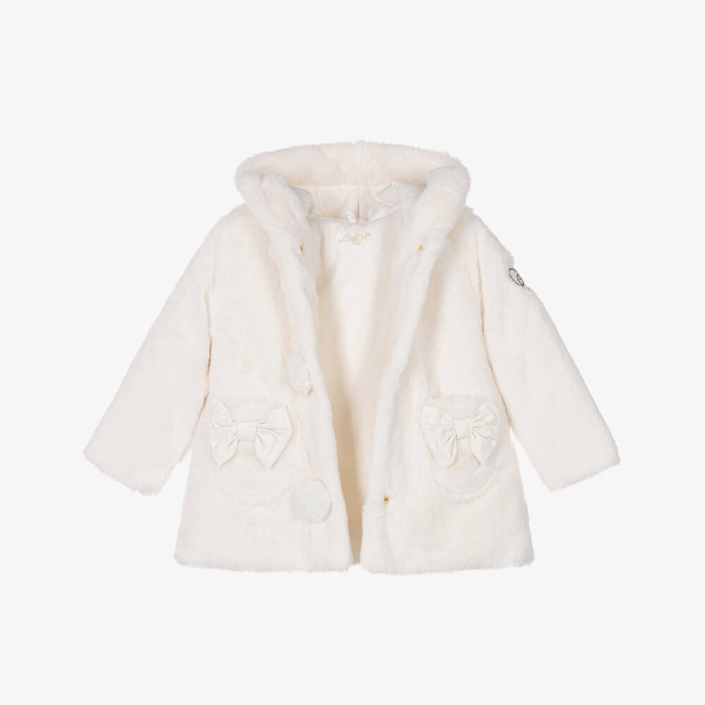 A Dee-Girls White Faux Fur Hooded Coat | Childrensalon Outlet