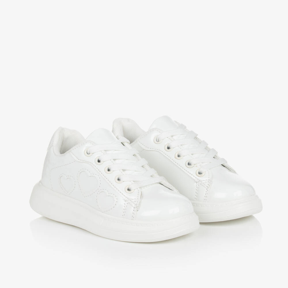 A Dee-Girls White Faux Patent Leather Trainers | Childrensalon Outlet