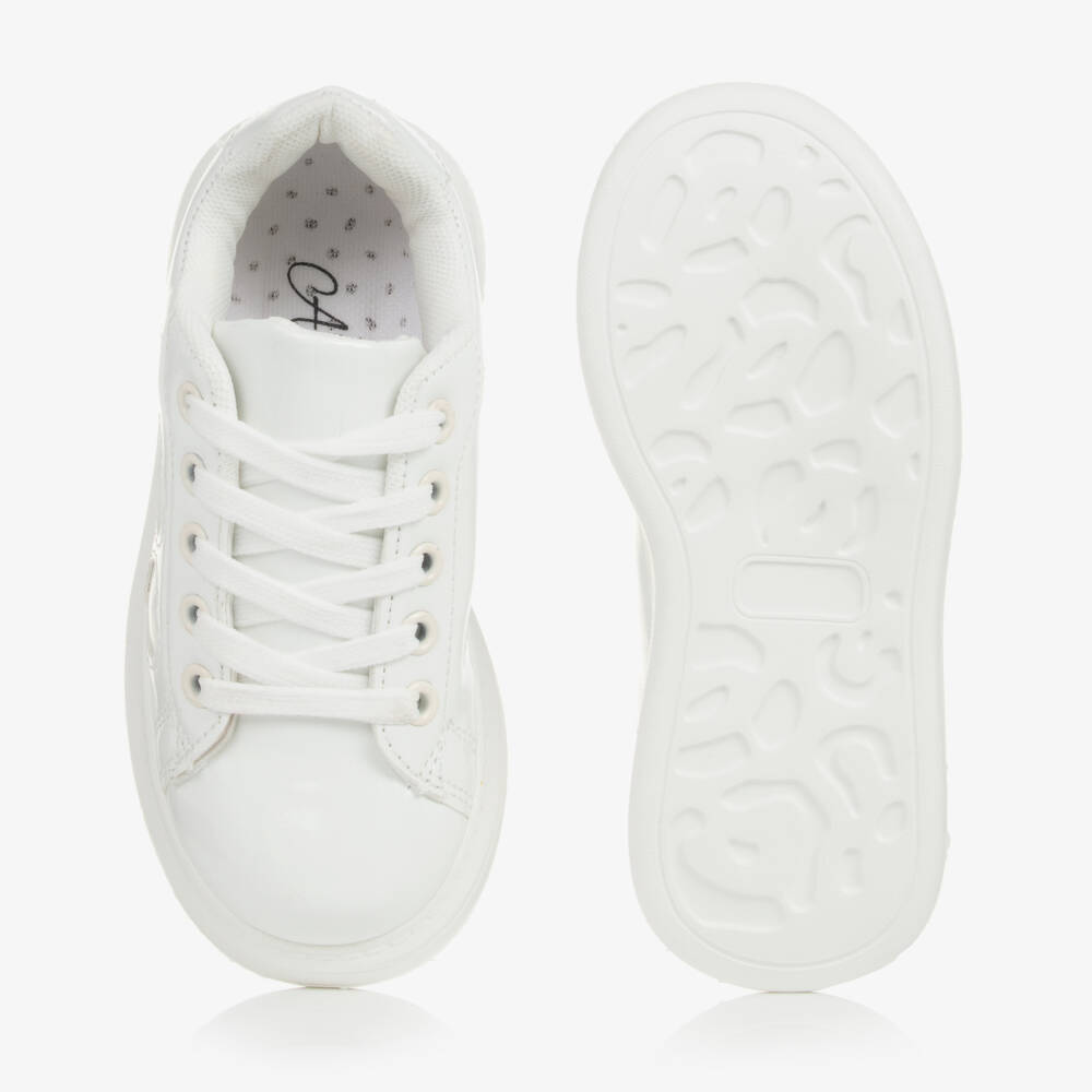 A Dee-Girls White Faux Patent Leather Trainers | Childrensalon Outlet