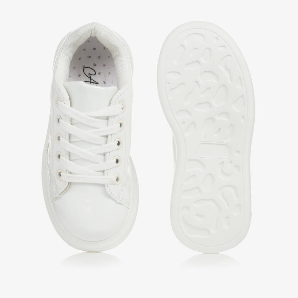 A Dee-Girls White Faux Patent Leather Trainers | Childrensalon Outlet