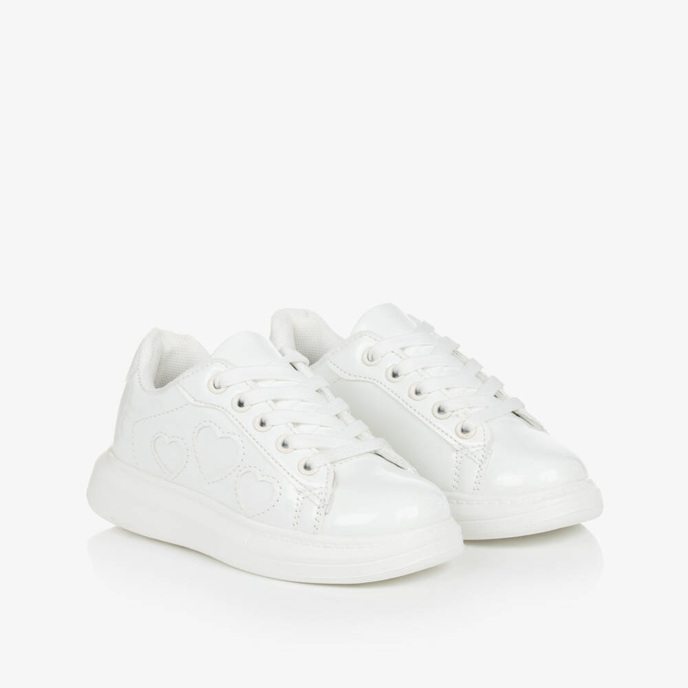 A Dee-Girls White Faux Patent Leather Trainers | Childrensalon Outlet