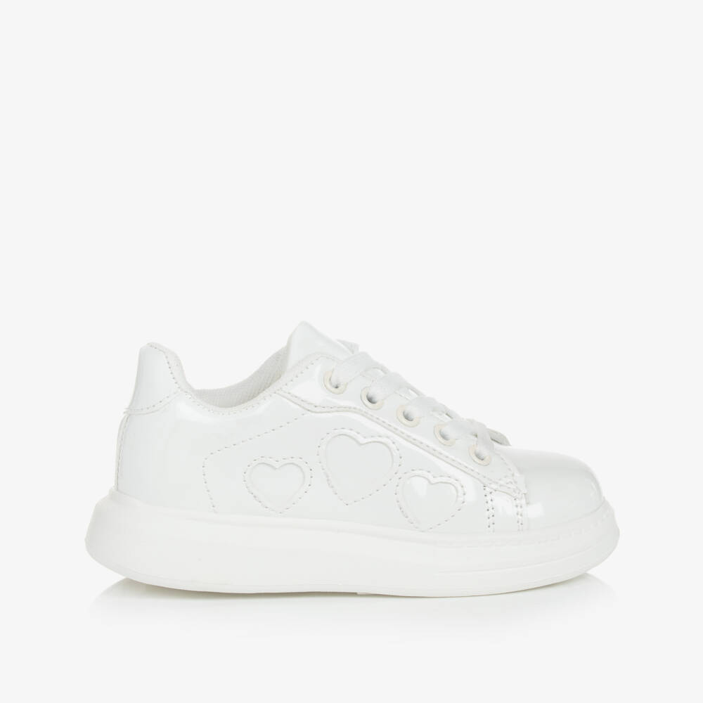 A Dee-Girls White Faux Patent Leather Trainers | Childrensalon Outlet
