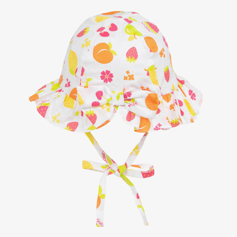 A Dee-Girls White Fruit Pattern Hat | Childrensalon Outlet