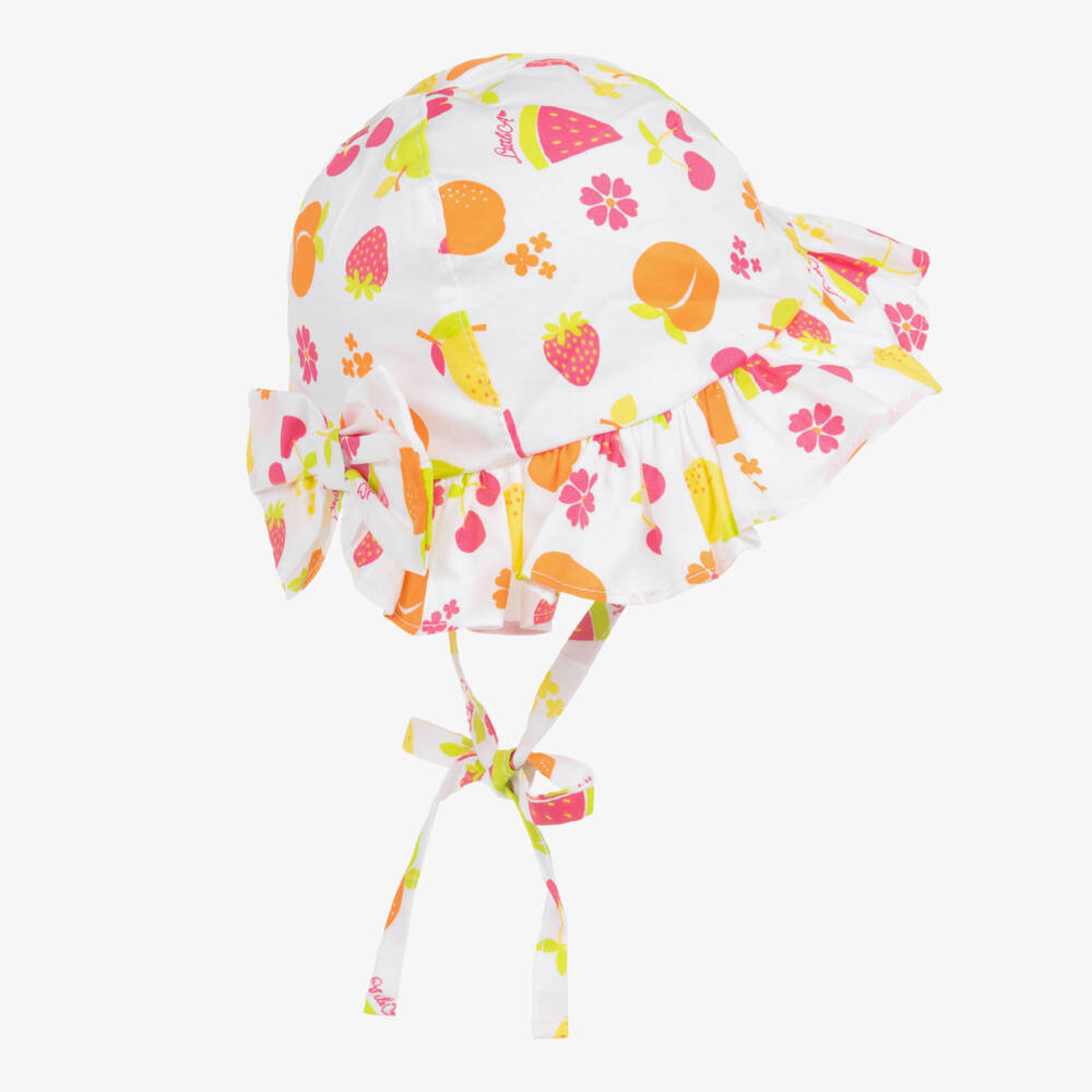 A Dee-Girls White Fruit Pattern Hat | Childrensalon Outlet