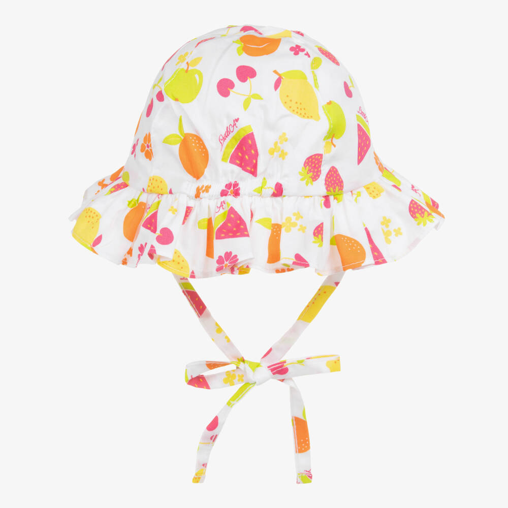 A Dee-Girls White Fruit Pattern Hat | Childrensalon Outlet